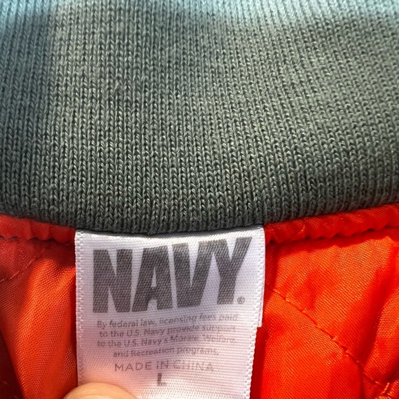 Navy Bomber men’s top gun fighter pilot patch jacket satin green size large - Picture 6 of 8